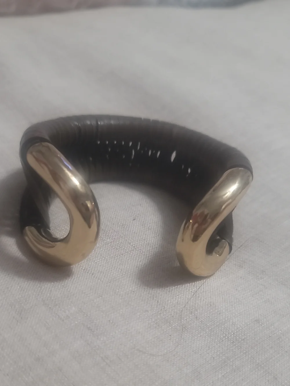 Men's Army Green Leather Cuff Bracelet with Gold-Tone Accents